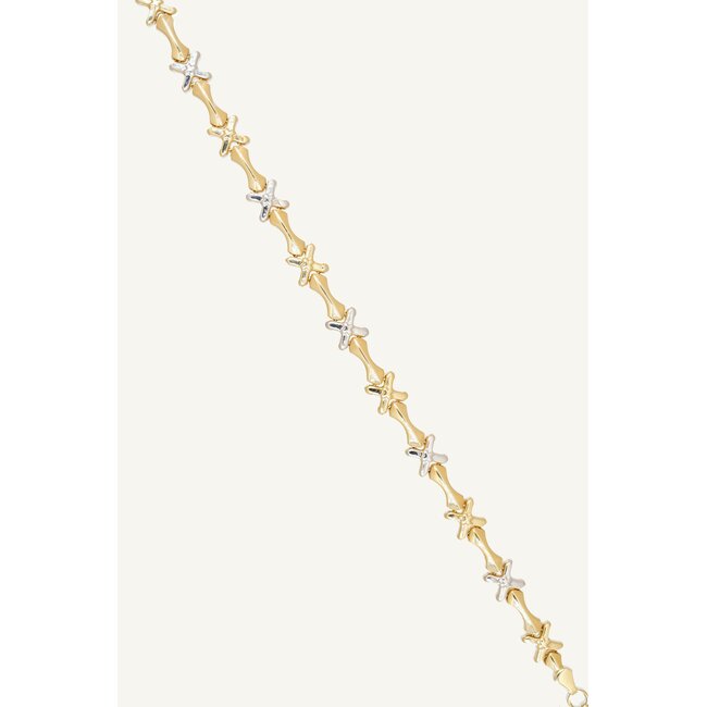 14 Karaat Gouden Armband met Stervormige Schakels