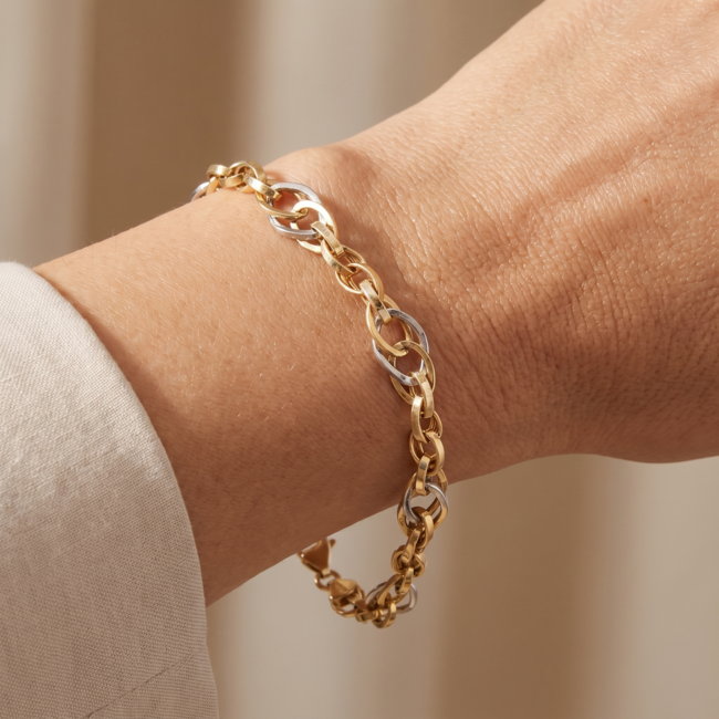14k gouden armband met ovale schakels 19,5 cm