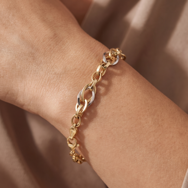 14k gouden armband met ovale schakels 19,5 cm