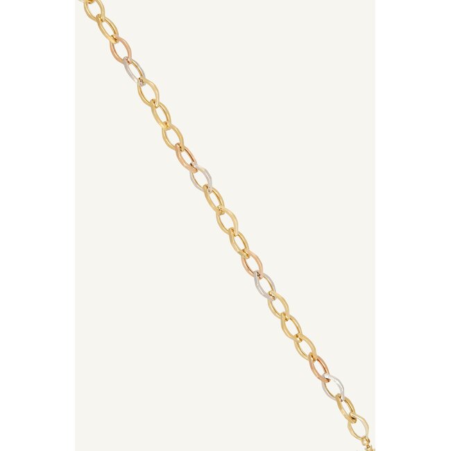 14 Karaat Driekleurige Gouden Armband met Ovale Schakels