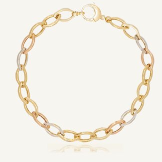 Driekleurige Gouden Armband met Ovale Schakels