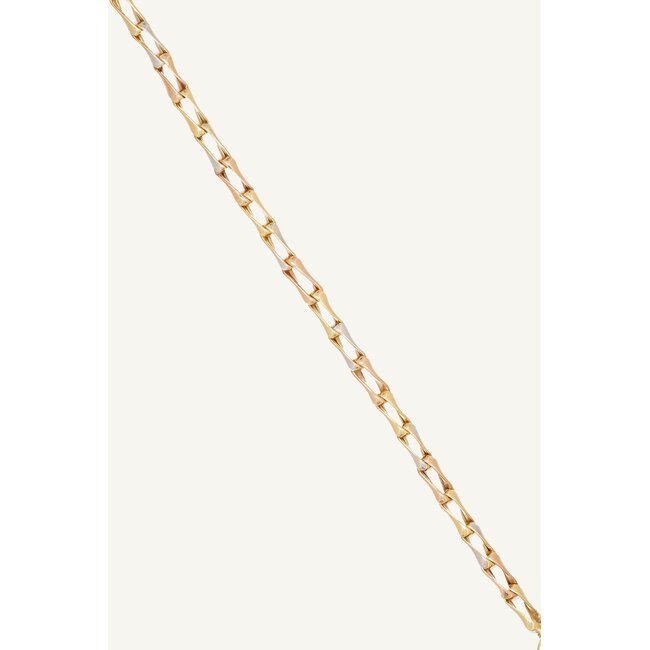 14 Karaat Driekleurige Gouden Fantasiearmband