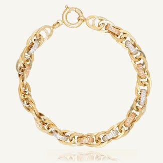 Driekleurige Gouden Schakelarmband