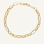 14 Karaat Gouden Schakelarmband met Witkleurige Details
