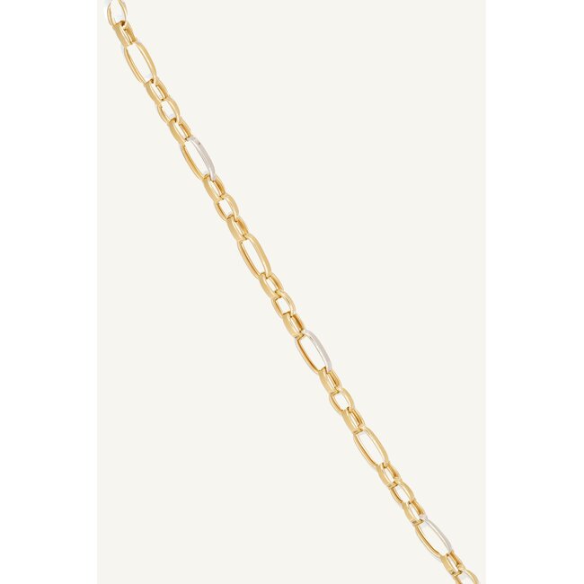 14 Karaat Gouden Schakelarmband met Witkleurige Details