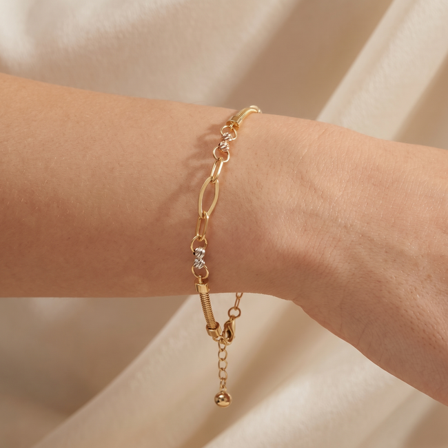 14k Gouden Fantasiearmband met Open Schakels