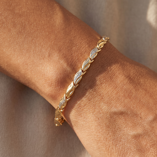 14 Karaat Gouden Armband met Fantasieschakels