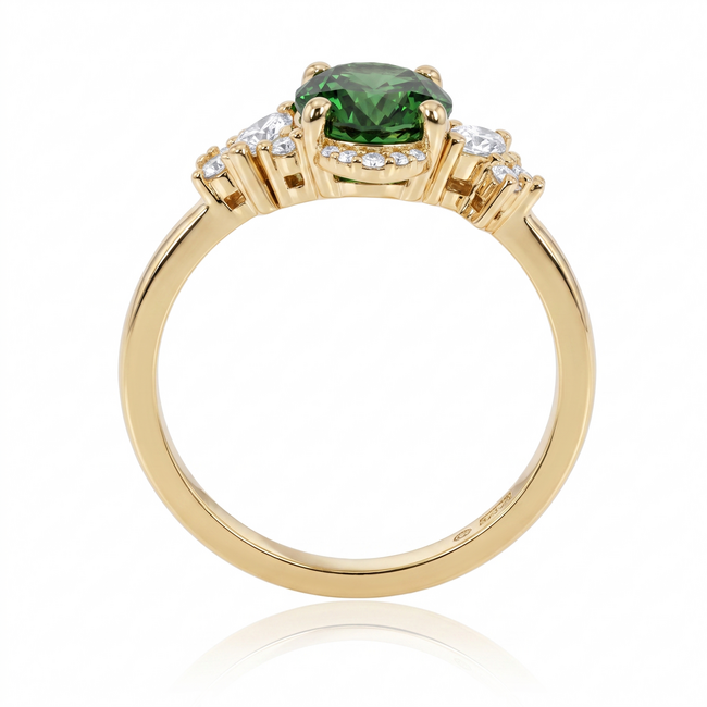 14 Karaat Diamanten Ring met Groene Middensteen 2.04 ct VS1 en F/VS Diamanten