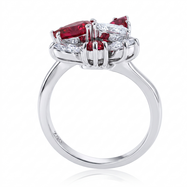 Labdiamanten Ring met Ruby 1.69 ct en Labdiamanten 1.41 ct E/VS