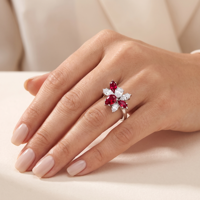 Labdiamanten Ring met Ruby 1.69 ct en Labdiamanten 1.41 ct E/VS