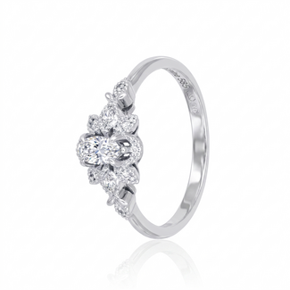 Witgouden Diamanten Ring met Ovale Diamant