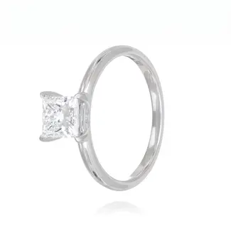 Princess Solitaire Diamanten Ring Witgoud