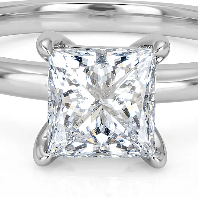 Exclusieve witgouden solitaire ring met 1.03 ct princess cut natuurlijke diamant