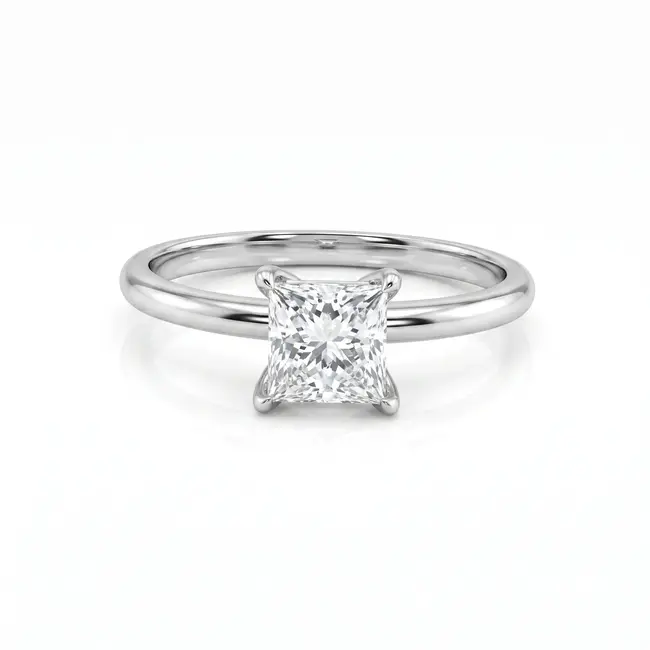 Exclusieve witgouden solitaire ring met 1.03 ct princess cut natuurlijke diamant