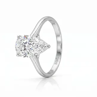 Witgouden solitaire ring met lab grown diamant 2.00 ct