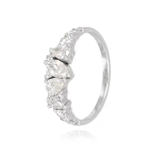Diamanten Cluster Ring Pear Cut Witgoud