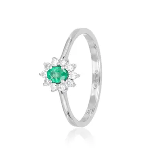 Smaragd Diamanten Halo Ring Witgoud