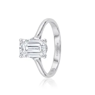 Solitaire Lab Diamanten Ring Emerald Cut Witgoud