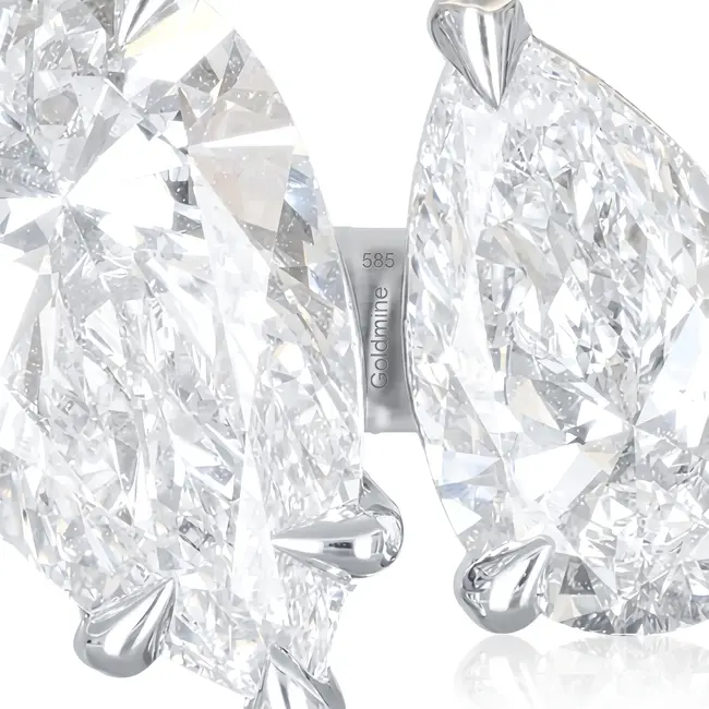 Exclusieve open witgouden ring met 3.03 ct lab diamanten in pear cut