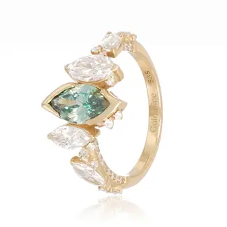 Gouden ring met groene marquise diamant 2.40 ct