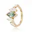 Gouden ring 14 karaat met groene marquise diamant 1.01 ct, totaal 2.40 ct, GIA