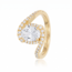 Luxe diamanten ring 1.51 karaat ovaal met 0.28 karaat halo en pavé diamanten