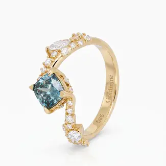 Gouden ring met blauwe diamant 1.03 ct