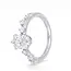 Witgouden ring 14 karaat, ovale diamant 1.5 ct E VS1 met pavé, totaal 1.77 ct