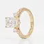 Gouden ring 14 karaat met radiant geslepen diamant 3.01 ct E VS1, totaal 3.81 ct