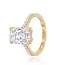 Gouden ring 14 karaat met radiant lab grown diamant 4.01 ct, E VS1, zijstenen 0.22 ct