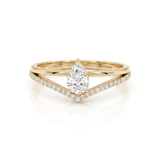 Diamanten ring met peer geslepen diamant