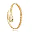 Luxe 14 Karaat Geelgouden Slangen Bangle Armband met Groene Stenen en Zirkonia
