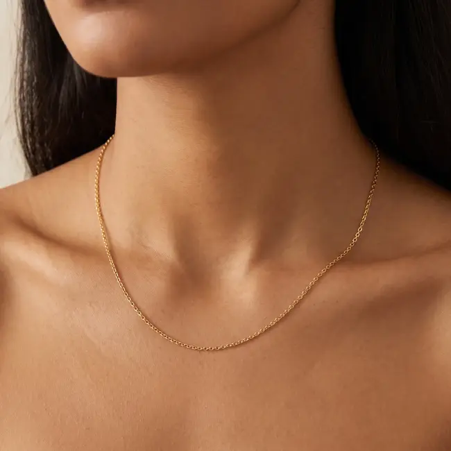 Fijne 18 karaat geelgouden schakelketting 54,5 cm