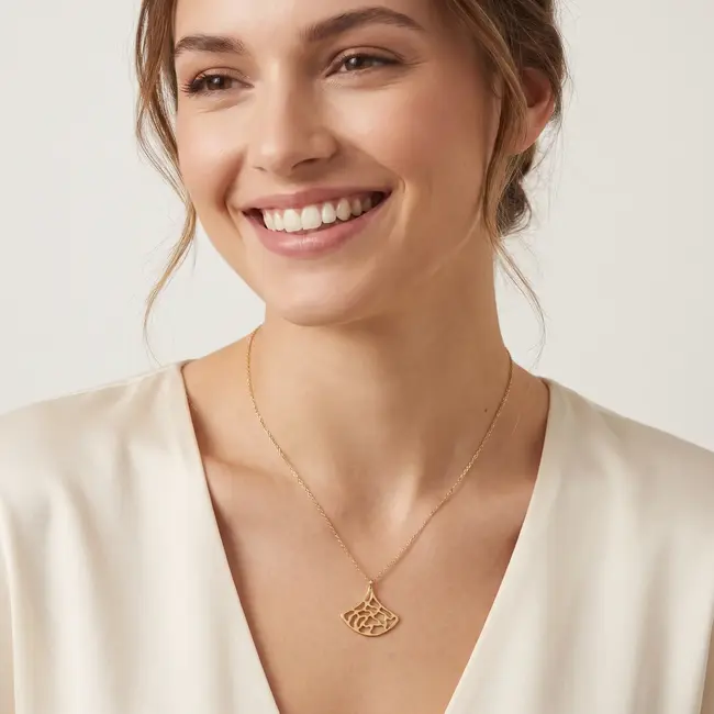 18 karaat ketting met open waaierhanger