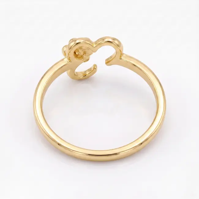 18 Karaat Geelgouden Ring met Open Hart en Bloemdetail