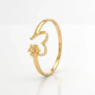 Geelgouden Ring met Hart en Bloem