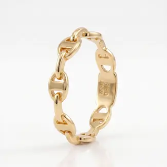 Geelgouden Ring met Ovale Schakels