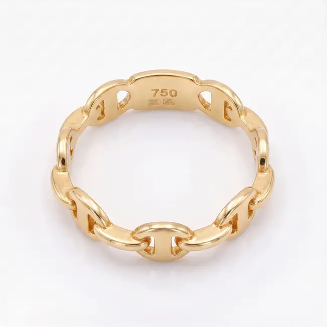 18k geelgouden schakelring, ovale schakels