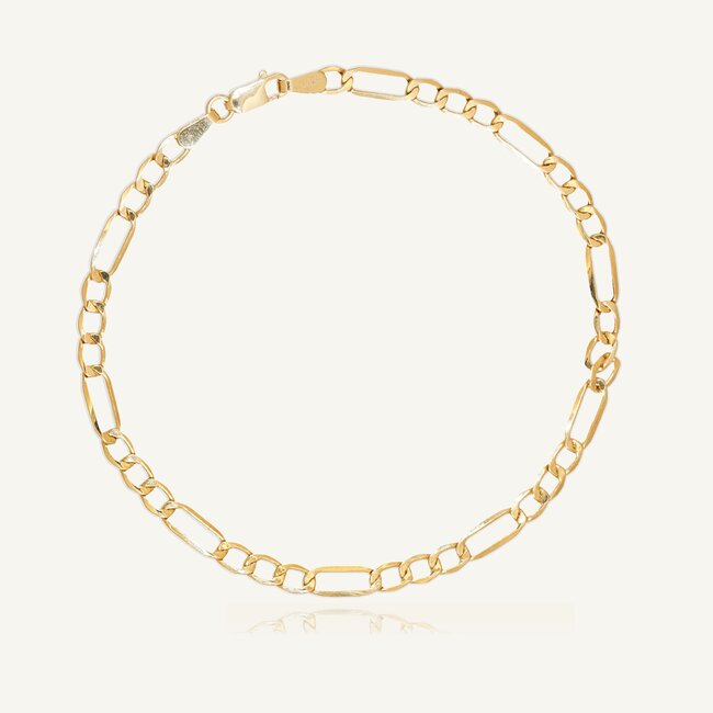 18 Karaat Geelgouden Figaro Schakelarmband