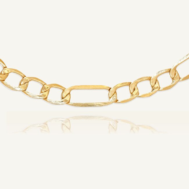 18 Karaat Geelgouden Figaro Schakelarmband