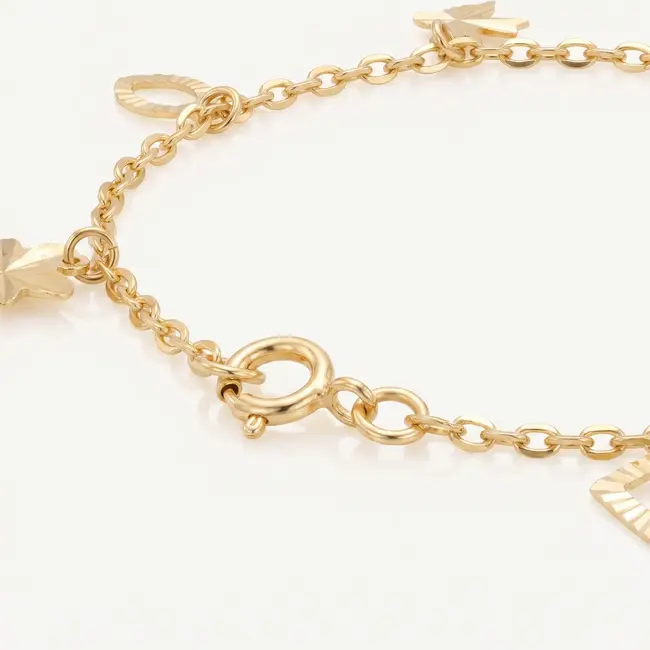 18 karaat geelgouden bedelarmband met bedels