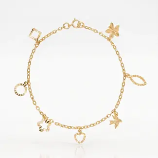 Bedelarmband met Hart, Ster en Klaver
