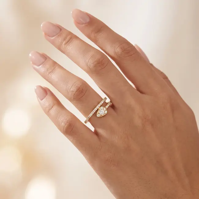 14k geelgouden ring, druppelvormig cluster