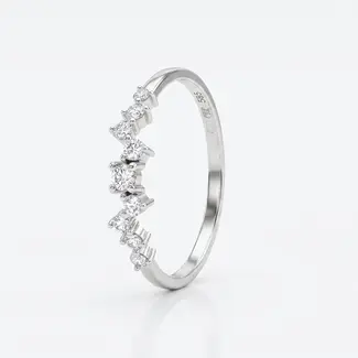Witgouden Diamantring met Golvend Design
