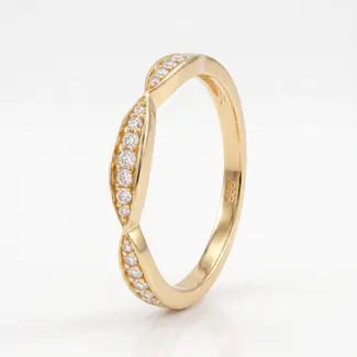 Gouden Diamantring met Golvend Design