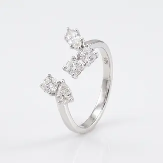 Witgouden Open Diamantring met Marquise en Briljant