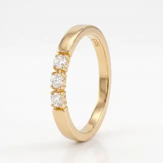 Gouden Diamantring met Drie Briljanten