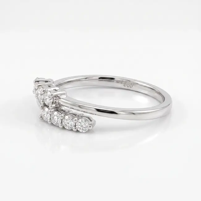 14k Witgouden Ring met Natuurlijke Diamanten