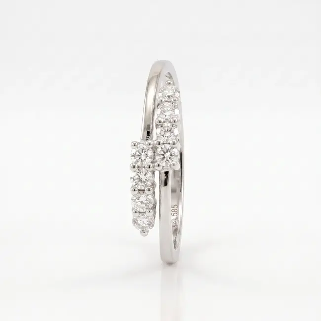 14k Witgouden Ring met Natuurlijke Diamanten