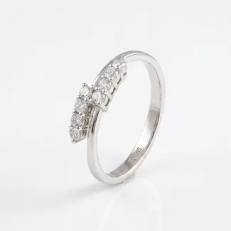Witgouden Diamantring met Dubbele Cluster